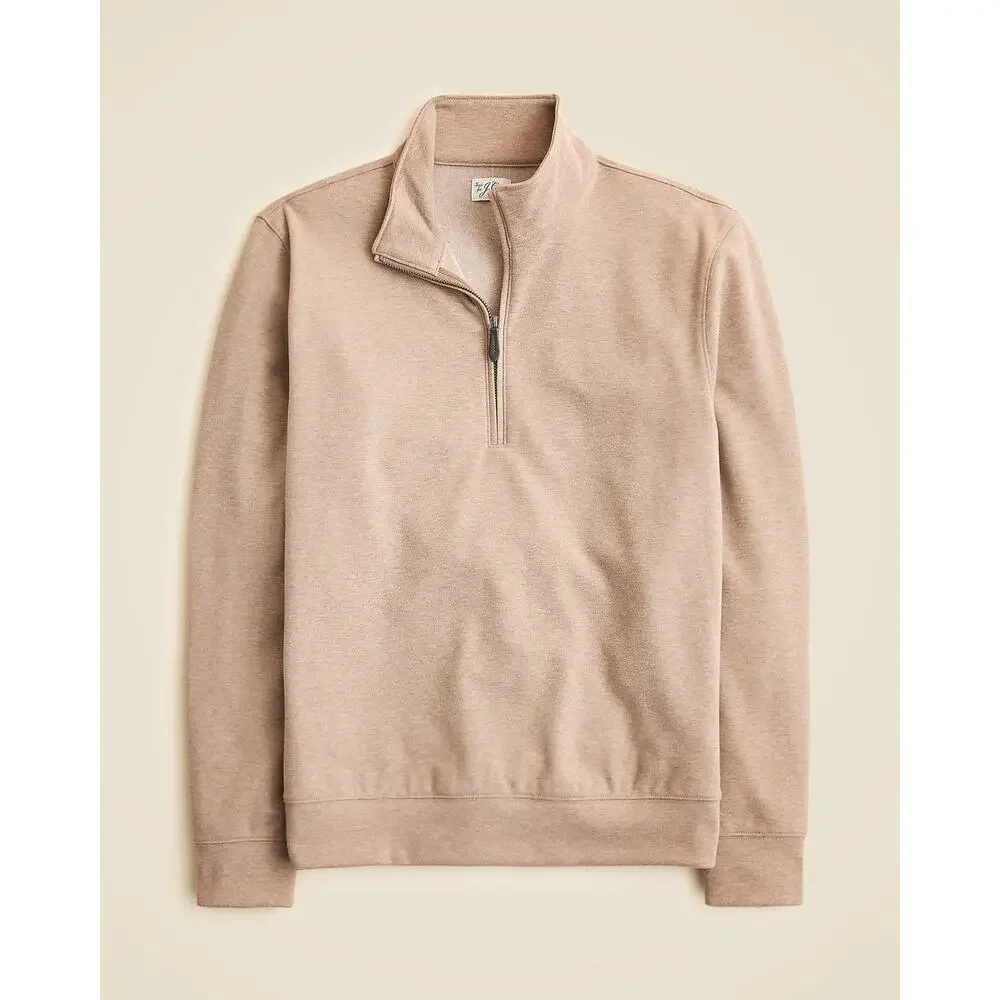 J. Crew Seaboard Soft-Knit Quarter-Zip Sweatshirt Heather Mushroom Size L NWT